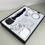 Набір 6 в 1 Розумний смарт-годинник + бездротові навушники + повербанк + заряджання Megabox Чорний, фото 8