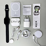 Набір 6 в 1 Розумний смарт-годинник + бездротові навушники + повербанк + заряджання Megabox Чорний, фото 9