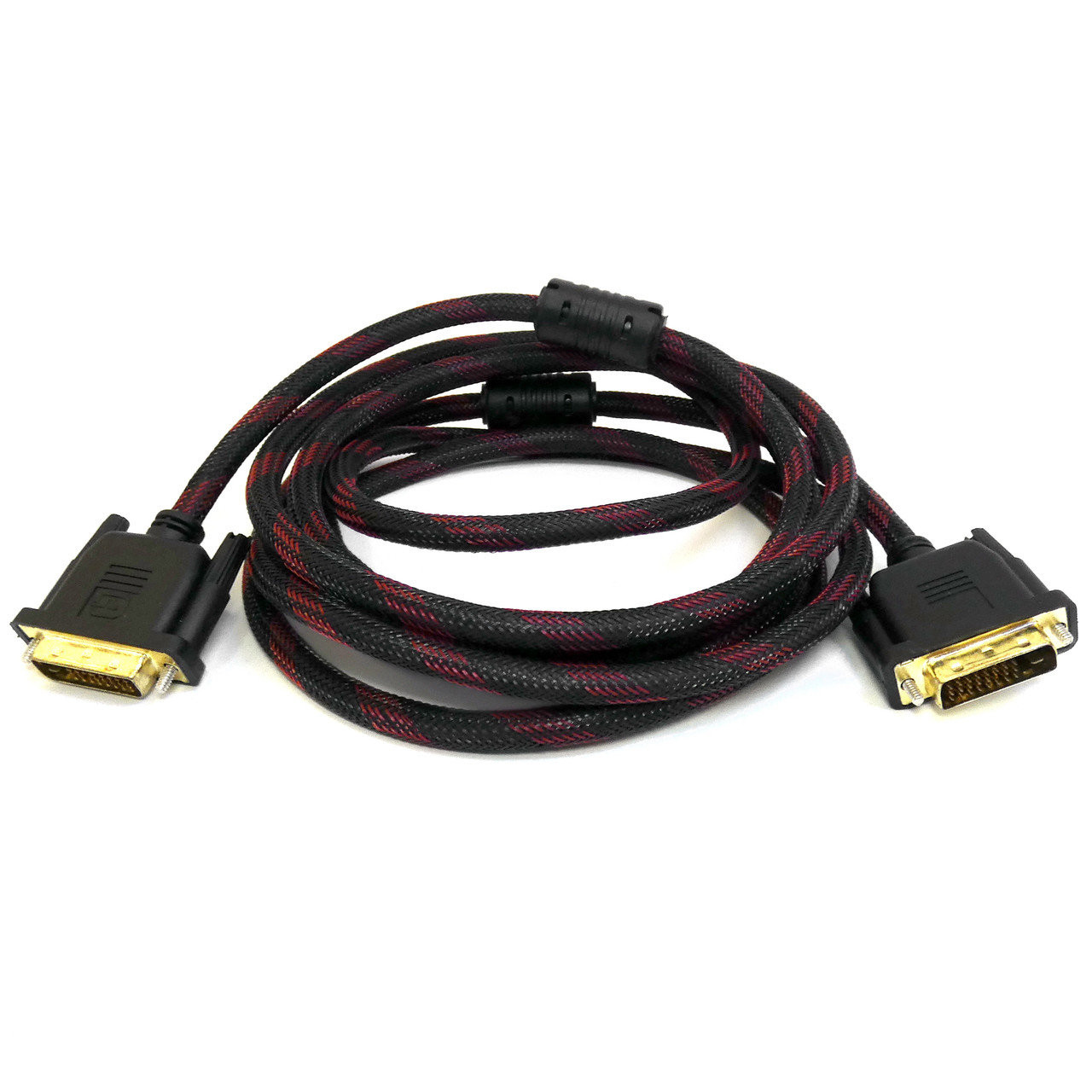 Кабель Merlion Dvi-Dvi 10m, 2 ферита, обплетення, Black, 24 / 24pin, (Пакет), Q50 SL-1