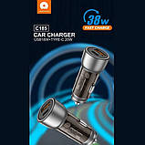 Автомобільне зарядне пристрій WUW-C185 PD20W+QC3.0 black, фото 4