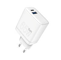 Зарядний пристрій WUW-C175 65W GaN USB A+USB C white
