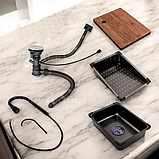 Кухонна мийка "ВОДОСПАД", сатин, мийка з нержавіючої сталі з сифоном, змішувачем і дошкою, фото 8