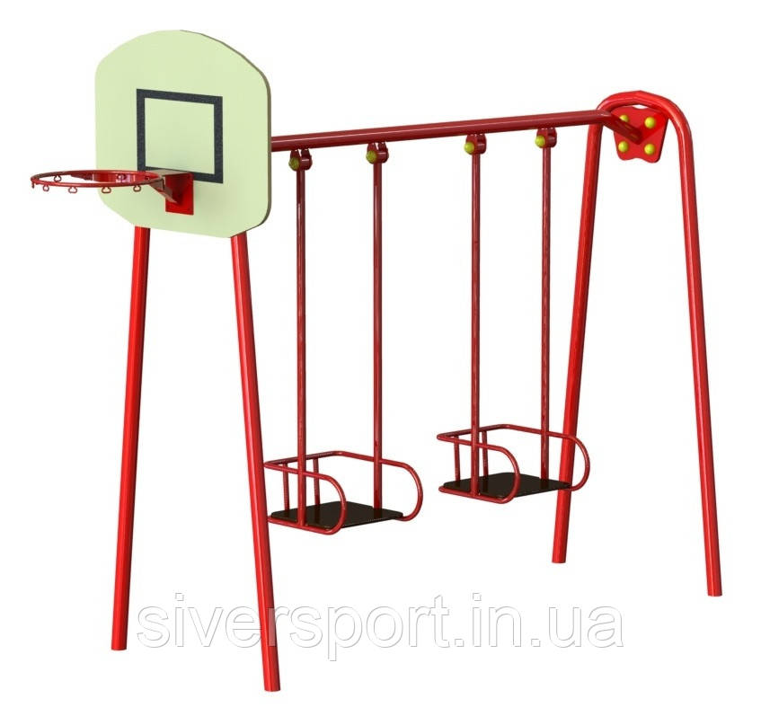 Гойдалка велика подвійна з баскетбольним кільцем SiverSport KID319, фото 1