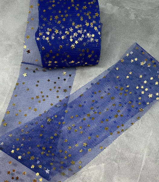 Фатин "Зірочка-ЗОЛОТО", 6 см, колір-синій., метр, Синій, фото 1