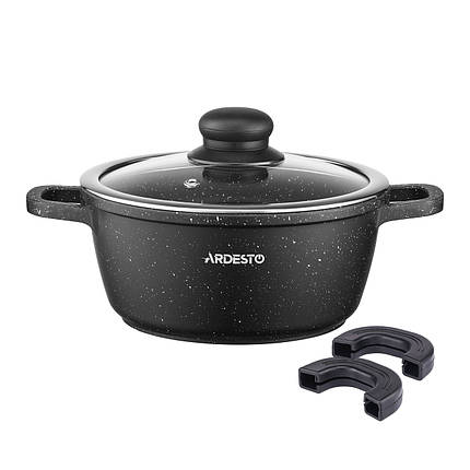 Каструля зі скляною кришкою ARDESTO Gemini Anzio, (20 см), 2.5 л, алюміній, чорний AR2420GE, фото 1