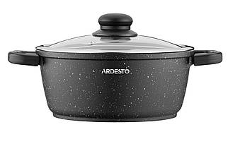 Каструля зі скляною кришкою ARDESTO Gemini Anzio, (20 см), 2.5 л, алюміній, чорний AR2420GE, фото 4