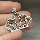 Корона з камінням (металева основа для діадеми), 3,3см*2,5см, колір срібло, арт 017012, 1 шт, Сріблястий, фото 2