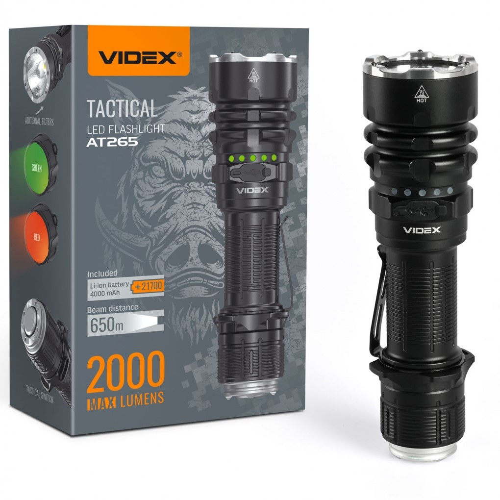 Тактичний світлодіодний ліхтарик VIDEX VLF-AT265 2000Lm 6500K