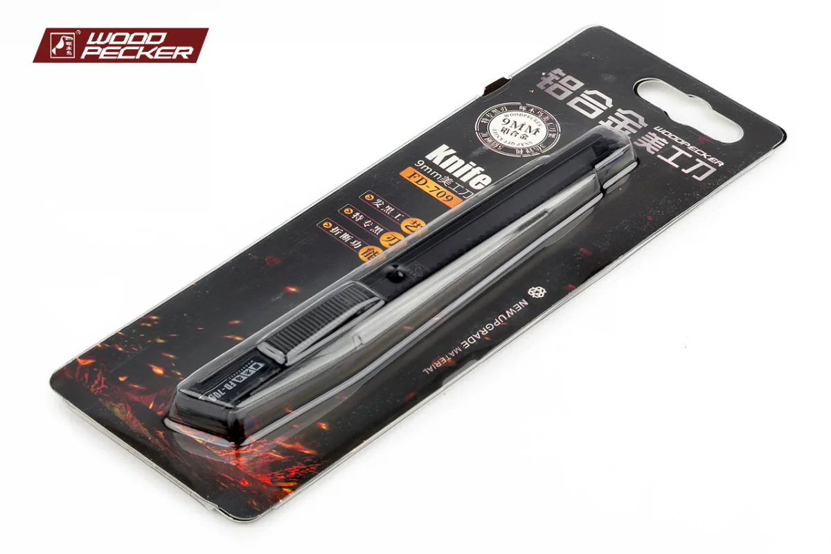 Ніж будівельний 9 мм металевий автофіксатор Woodpecker FD-709