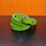 Шкіряний тонкий ремінь зелений 1.5 см, фото 4