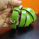 Шкіряний тонкий ремінь зелений 1.5 см, фото 6