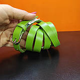 Шкіряний тонкий ремінь зелений 1.5 см, фото 7