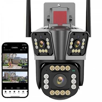 Камера відеоспостереження 5K вулична з трьома об'єктивами/Wi-Fi IP (24), фото 1