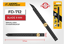 Ніж будівельний 9 мм 30° гвинтовий фіксатор Woodpecker FD-712, фото 2
