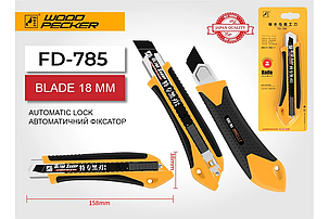 Ніж будівельний 18 мм автофіксатор Woodpecker FD-785, фото 2