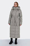 Стильне жіноче зимове пальто з капюшоном Агата бежевий, розміри 44-58, фото 3