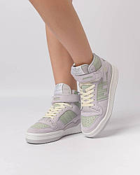 Жіночі кросівки шкіряні замша Adidas Originals Forum 84 Mid Grey Suede Olive, кеди Адідас сер. Жіноче взуття