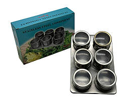 Набір ємностей для спецій на магніті нержавіюча сталь Набір спецовниць з металу 3 предмети D 6 cm H 4,5 cm