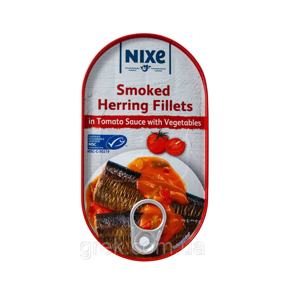 Копчене філе оселедця в томатному соусі з овочами NIXE 124 г, фото 1