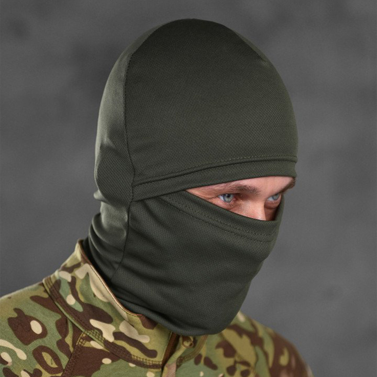 Оливкова дихаюча балаклава coolmax для військових/ Тактична армійська всесезонна балаклава підшоломник