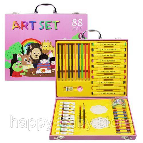 Уцінка. Набір для малювання "Art Set", 88 елементів (рожевий) - Пошкоджено внутрішній пластик, відірваний від, фото 1