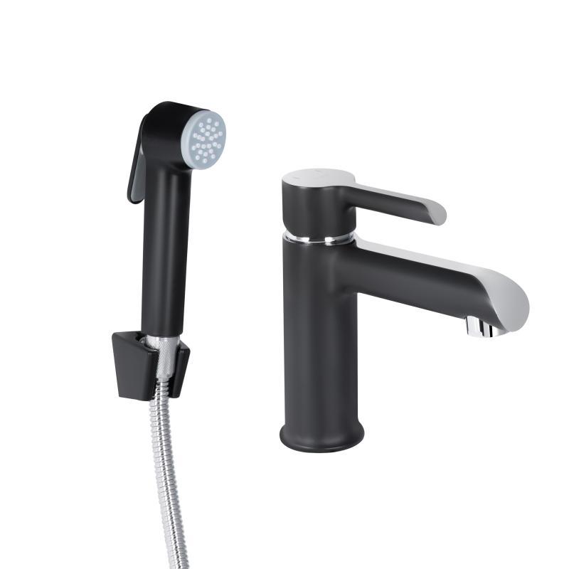 Змішувач для раковини Qtap Grand (з гігієнічним душем) QTGRA272CRB45672 Chrome/Black, фото 1