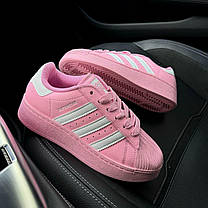 Жіночі кросівки Adidas Superstar Platform Pink Кеди Адідас Суперстар рожеві на платформі шкіряні демісезон, фото 3