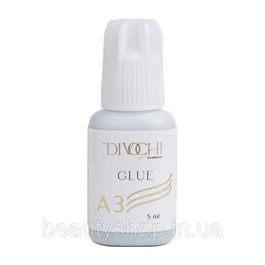 Клей для нарощування вій DIVOCHI 'A3' – професійний чорний клей з високою еластичністю