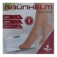 Ваги підлогові електронні GRUNHELM BES-MAR (білий мармур), 180 кг, 28х28 см, з батареєю CR2032