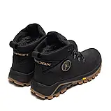 Зимові чорні черевики підліткові з натуральної шкіри на шнурівці з бежевою підошвою, фото 2