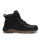 Зимові чорні черевики підліткові з натуральної шкіри на шнурівці з бежевою підошвою, фото 4