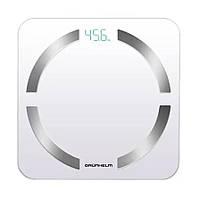 Фітнес-ваги підлогові електронні GRUNHELM BES-32BFS (білі), 180 кг, 30х30 см, з батареєю 3хАА