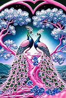 Набір для вишивання хрестиком Два рожевих павичі розмір картини 88*59 см (Розмір картини 79,7*49,5см)