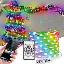 LED RGB світлодіодна гірлянда USB 10 м Bluetooth Пульт Мікрофон, фото 3