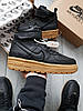Чоловічі зимові кросівки Nike Air Force High Gore-Tex Black Brown Чорні Взуття Найк Аір Форс високі шкіра утеплені Єврозима ТЕРМО, фото 6