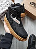Чоловічі зимові кросівки Nike Air Force High Gore-Tex Black Brown Чорні Взуття Найк Аір Форс високі шкіра утеплені Єврозима ТЕРМО, фото 2