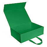 Коробка подарункова самозбірна на магнітах КЕЙС 33х24х10 см зелена, фото 2