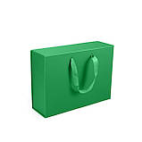 Коробка подарункова самозбірна на магнітах КЕЙС 33х24х10 см зелена, фото 3