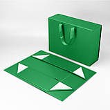 Коробка подарункова самозбірна на магнітах КЕЙС 33х24х10 см зелена, фото 7