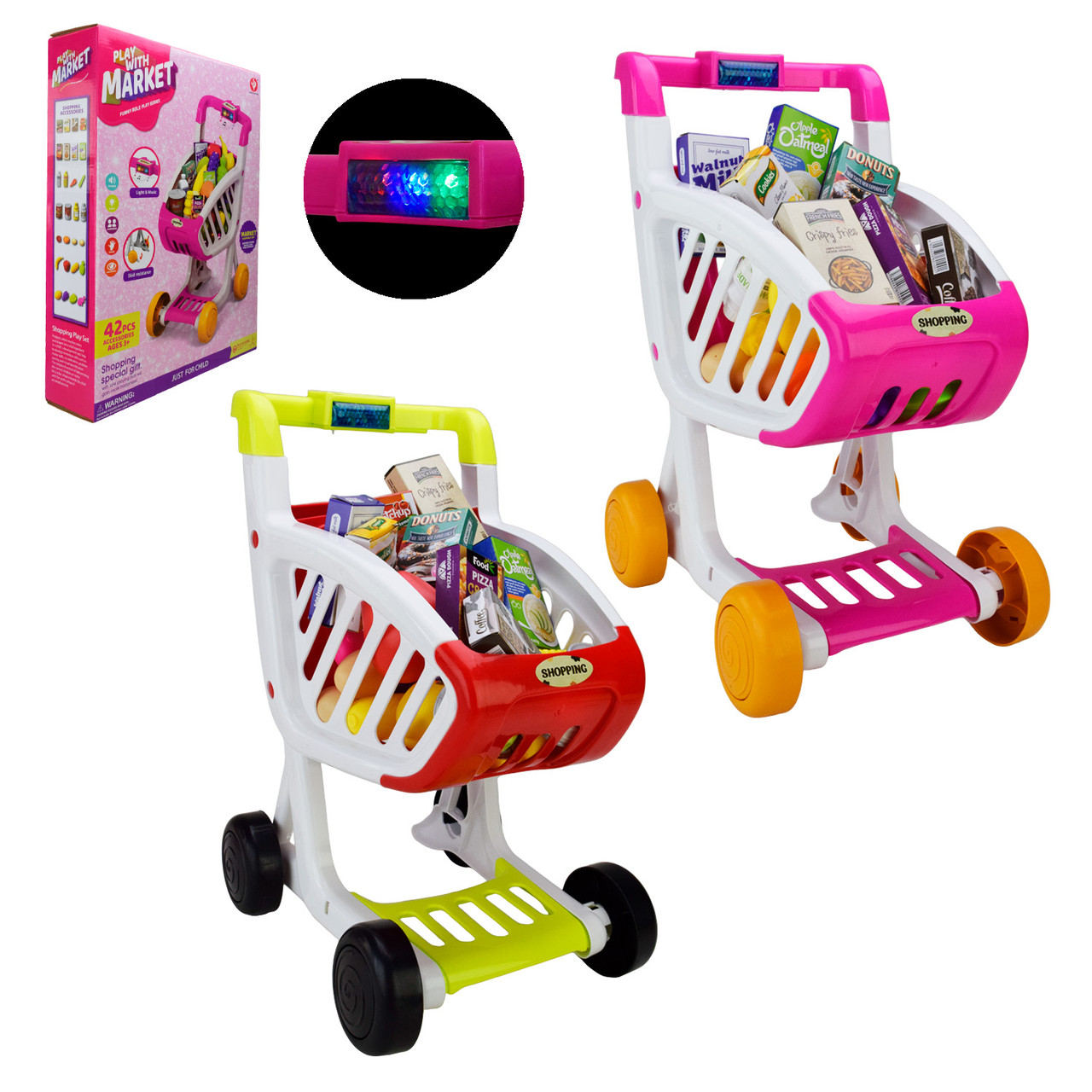 Ігровий набір Супермаркет 922-156/157 зі світлом та звуком, з візком та продуктами, фото 1