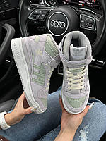 Жіночі кросівки шкіряні замша Adidas Originals Forum 84 Mid Grey Suede Olive, кеди Адідас сер. Жіноче взуття
