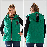 Женская жилетка со стразами. Демисезонная жилетка женская с капюшоном р-48-58 безрукавка женская