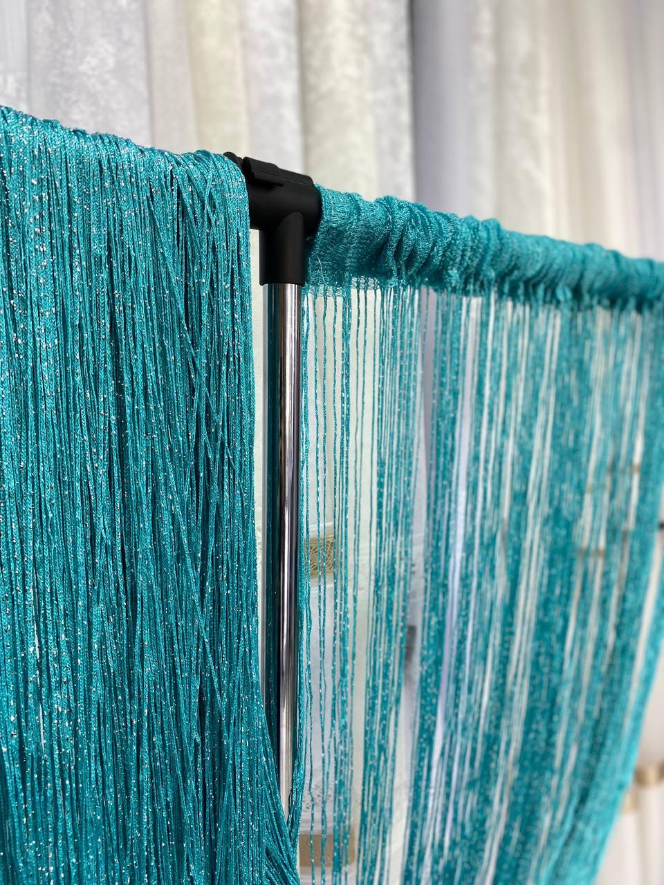 Тюль Нитка з люверсом, висота 3м, колір - лазурний.