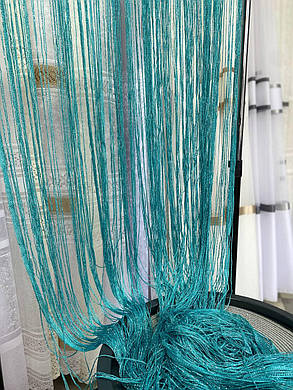 Тюль Нитка з люверсом, висота 3м, колір - лазурний., фото 3