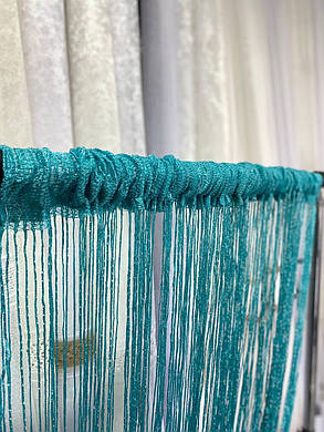 Тюль Нитка з люверсом, висота 3м, колір - лазурний., фото 2