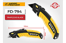 Ніж будівельний трапецієподібний Woodpecker FD-794, фото 2