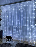 Гірлянда занавіса 3х3, Штора гірлянда на вікно водоспад 320 LED, Новорічні гірлянди на вікна, Гірлянди крапля, фото 7