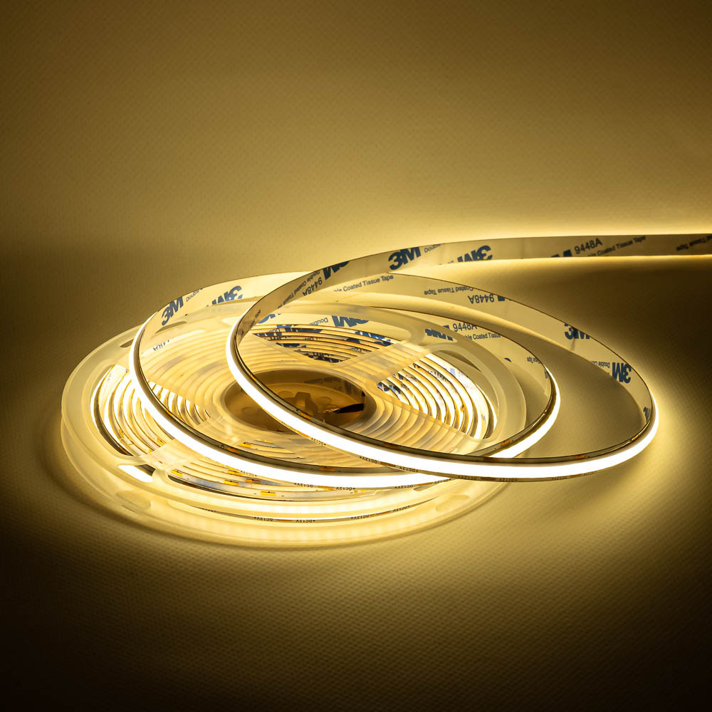 Світлодіодна стрічка COB 12 В тепла біла 256 LED/м IP20 Professional, фото 1