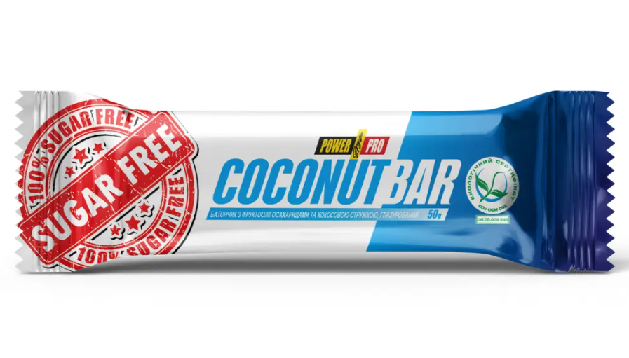 Вуглеводний батончик без цукру POWER PRO КОКОС 50г CoconutBar, фото 1
