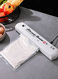 Вакууматор Vacuum Sealer побутовий вакуумний пакувальник продуктів Білий, фото 4
